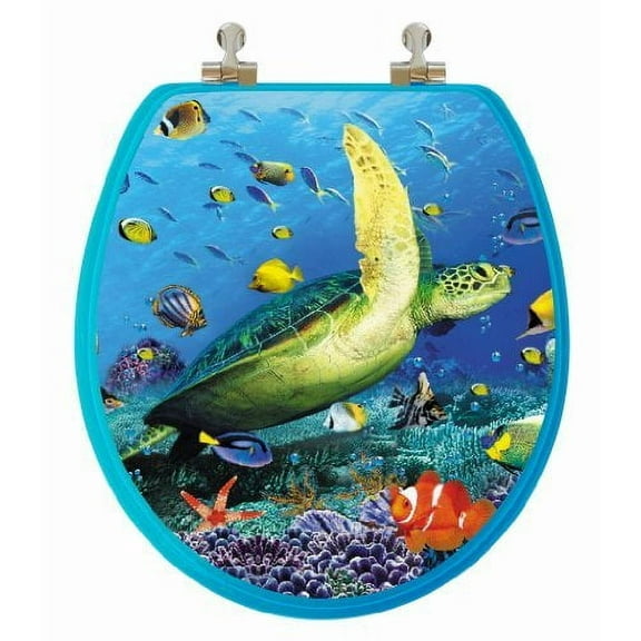 Topseat TSSTRCP Blue Wood Round, Toilet Seat