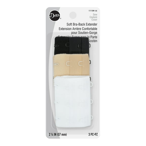 Dritz 2.25" Soft Bra Back Extender Value Pack, 3 Count White, Black and Beige