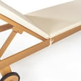 thumbnail image 6 of Mallorca 77.17"x24.61" Modern Classic Adjustable Acacia Wood Chaise Outdoor Lounge Chair with Cushion & Wheels, Light Beige/Natural, 6 of 9