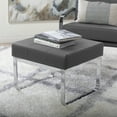 thumbnail image 2 of Studio Designs Home Allure Modern Blended Leather Ottoman, Gray, 2 of 8