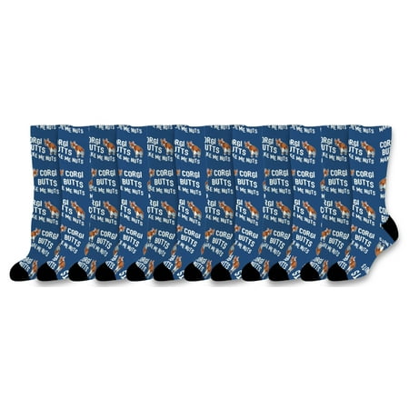 

ThisWear Corgi Dog Crew Socks Corgi Butts Make Me Nuts Funny Dog Bday Supplies 12-Pair Novelty Crew Socks