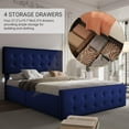 thumbnail image 4 of Queen Size Bed Frame with 4 Storage Drawers – Upholstered Platform Bed with Adjustable Headboard, Wood Slat Support, Noise-Free, No Box Spring Needed, Blue, 4 of 6