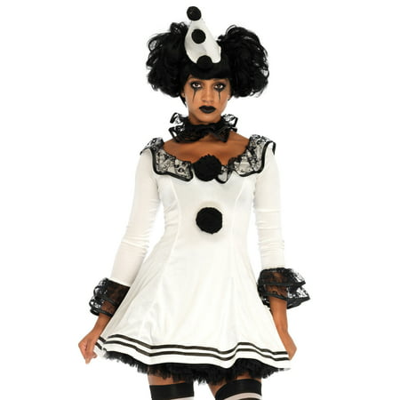 Leg Avenue Womens 3 PC Pierrot Clown Halloween
