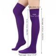 thumbnail image 4 of Solid Color Over The Knee Thigh High Socks, Halloween Costume Long Stockings for Women Party Dress Up Purple, 4 of 7