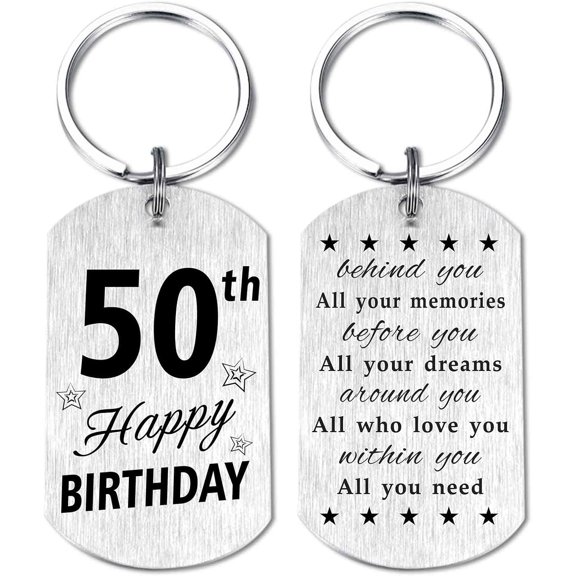 Happy 50th Birthday Keychain Gifts for Women & Men, 50 Year Old Birthday Gift