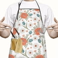 thumbnail image 2 of Pioneer Flower Floral Print Pattern Cotton Linen Apron with Pockets, Waterproof Adjustable, 33x27 Inch for Kitchen, Gardening, BBQ, Salon, 2 of 6