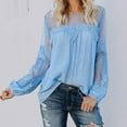 thumbnail image 4 of Fall !gakvbuo Women Fashion Lace Patchwork Long Sleeve Blouse Casual Loose Tops T-Shirt, 4 of 9