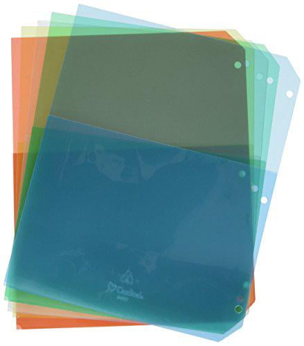 8-1/2 x 11 Assorted Colors 5 Pockets/Pack Cardinal Poly Ring Binder Pockets 