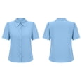 thumbnail image 7 of ClodeEU Women's Collared V Neck Short Sleeve Button Shirt with Lace Trim,Casual Fitted Work Shirt for Office Sky Blue,Women's Plus XL, 7 of 7