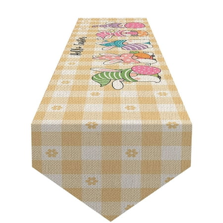 

VEAREAR Table Runner Digital Printing Comfortable Touch Festive Pattern Stain-resistant Soft Texture House Decoration Widely Used Cute Bunny Easter Table Cloth Kitchen Accessory