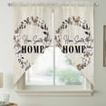 thumbnail image 2 of Home Sweet Swag Valances for Windows, Kitchen Window Curtains Over Sink, Wreath Botanical Farmhouse Plants Beige Window Treatment Curtains for Living Room/Bedroom Curtains 2 Panel Sets 36"x45", 2 of 8