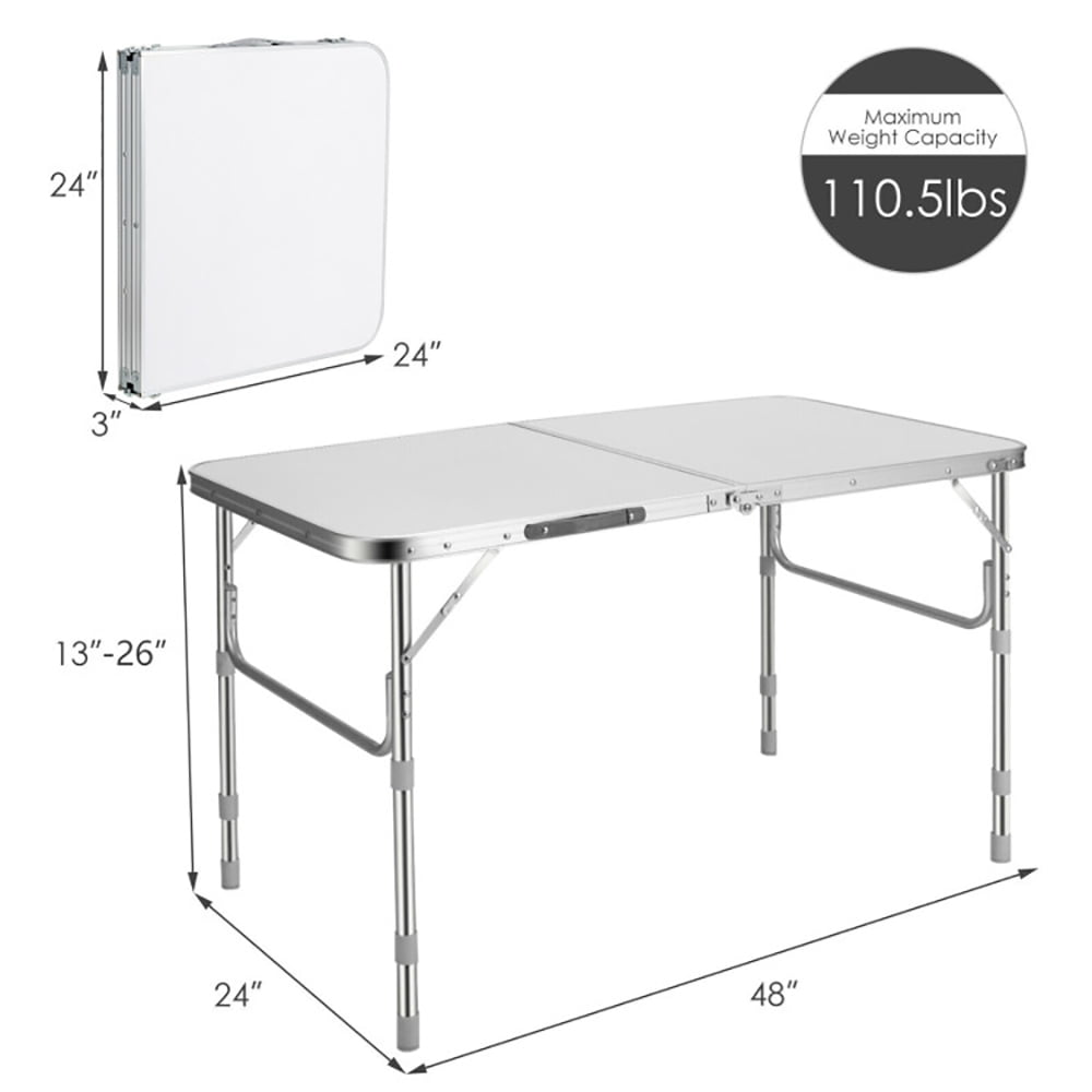 Aimee Lii Set of 2 Folding Picnic Utility Table with Carrying Handle, PorTable Tables Folding, Folding Grill Table, White Aimee Lii Set of 2 Folding Picnic Utility Table with Carrying Handle, PorTable Tables Folding, Folding Grill Table, White