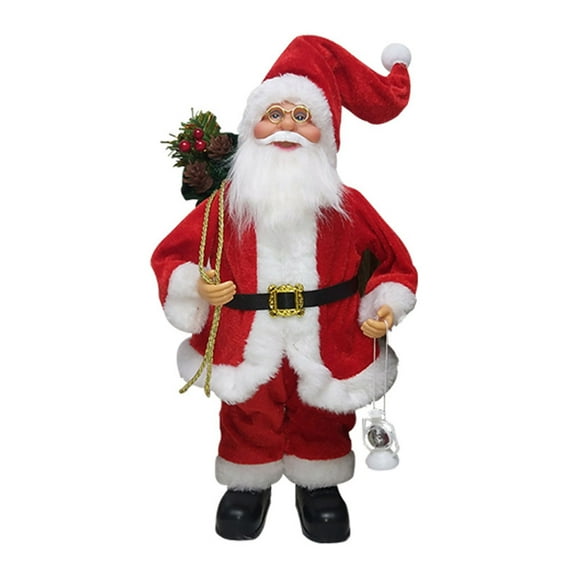30cm 11.8'' Vintage Santa Figurine Handpainted Craft with Stack of Presents Gift