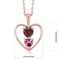 thumbnail image 2 of 18K Rose Gold Plated Silver Red Garnet Pink Tourmaline and White Diamond Pendant Necklace for Women (0.77 Cttw, Gemstone January Birthstone, Heart 5MM and 4MM, with 18 inch Silver Chain), 2 of 3