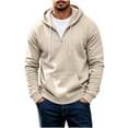 thumbnail image 2 of Men's Quarter Zip Hoodie Oversized Lightweight Drawstring Pullover Hooded Sweatshirt with Kangaroo Pocket for Fall Winter, 2 of 7