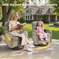 thumbnail image 5 of XIZZI 15-Piece Outdoor Patio Furniture Set with Fire Pit Table Swivel Rocking Chair, Wicker Outdoor Sectional with Ottoman & Solar Coffee Table for Garden, Large Villa Manor, Dark Gray, 5 of 10