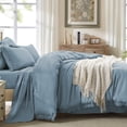 thumbnail image 3 of Andency California King Size Comforter Set Grayish Blue - 7 Pieces Bed in a Bag Boho Bedding Comforter Sets for Cal King Bed, Lightweight Tassel Bed Set with Comforter, Sheets, Pillowcases & Shams, 3 of 8