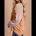 thumbnail image 4 of Camisetas Holgadas Informales de Punto con Cuello Redondo y Larga con Bloques de Color A para Mujer Caqui M, 4 of 6