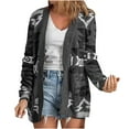 thumbnail image 2 of Lilgiuy Women Long Sleeve Prind Cardigan Autumn Casual Coat Blouse Top(Gray,6) Winter Fashion 2022, 2 of 5