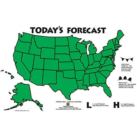 American Educational 4930 United States Weather Wall Classroom Map