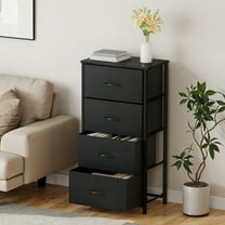 Uforic 4 Storage Dressers with Fabric Dresser Organizer Unit Wide Chest Of Drawers Nightstand Storage Tower for , Black
