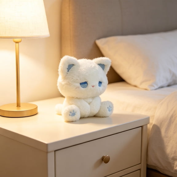 Cute Emo Cat Plush Toy, Kawaii Sad Face Kitty Stuffed Animal Doll for Kids & Adults