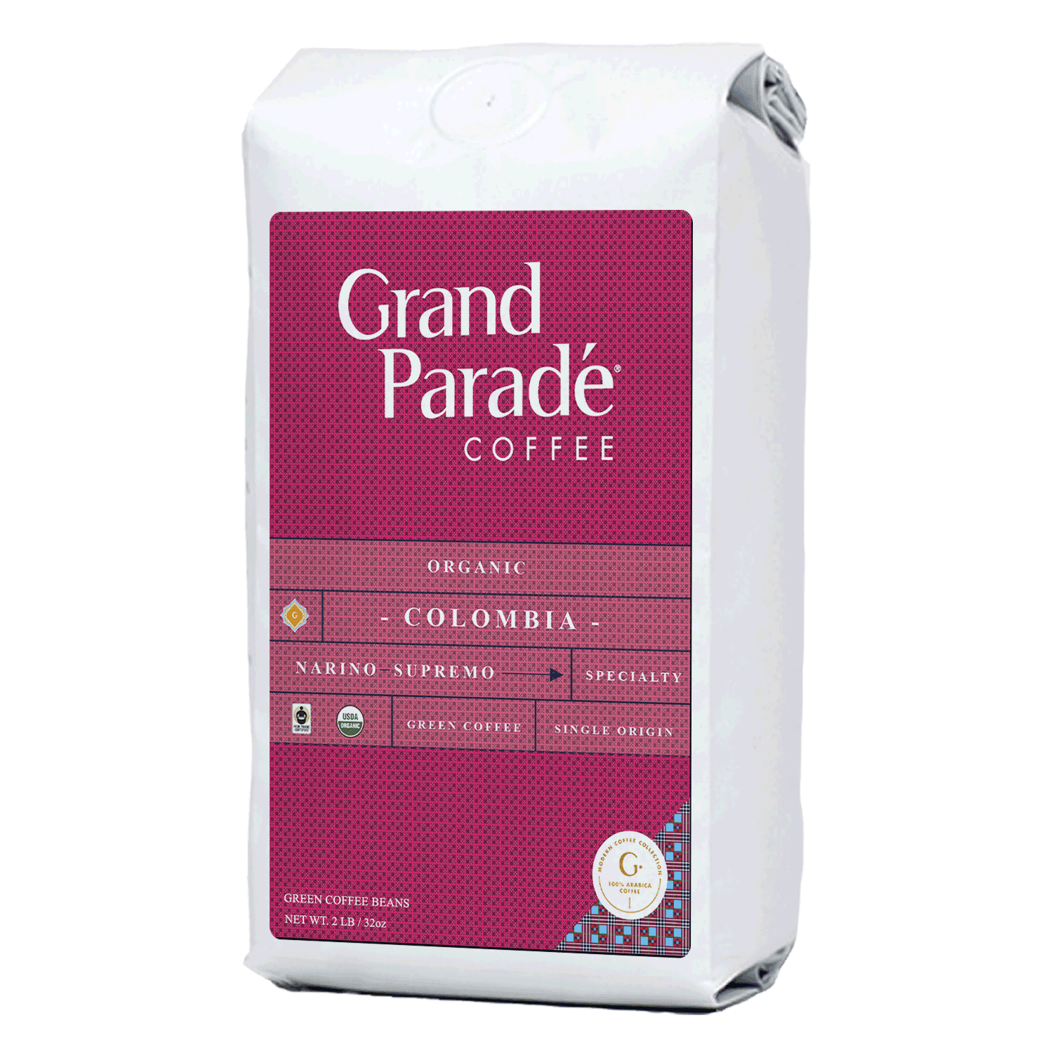 Grand Parade Coffee, 2 lb Organic Colombia Supremo Unroasted Green Coffee Beans