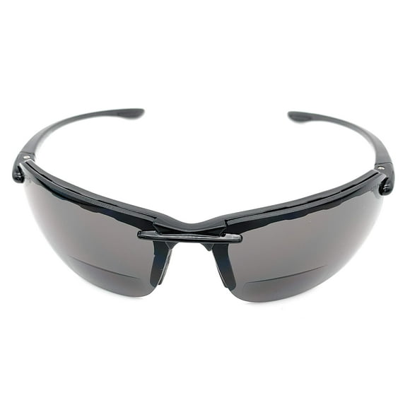 Incredible Bargains The Oakland Bifocal Sun Reader Sport and Wrap Around Reading Sunglasses, Unisex Rimless Safety Readers for Men and Women, Black + 2.50