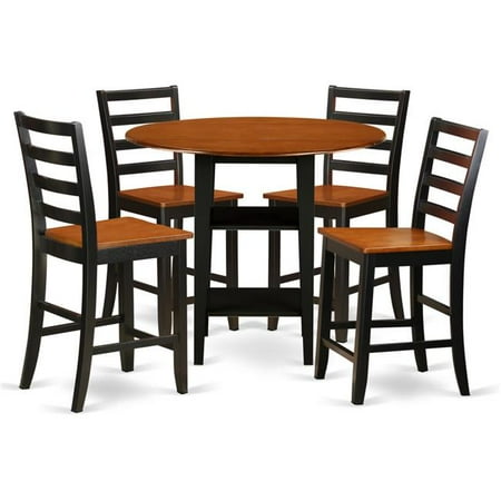 East West Furniture Sudbury 5 Piece Double Drop Leaf Dining Table Set With Ladder Back Chairs Black Cherry East West Furniture Sudbury 5 Piece Double Drop Leaf Dining Table Set With Ladder Back Chairs Black Cherry