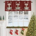 thumbnail image 5 of Christmas Elk Valances for Windows, Xmas Deer with Floral Snow Red Buffalo Plaid Rod Pocket Valance Short Window Treatments Curtains for Kitchen Bathroom Bedroom Decor, 42 x 18 In, 5 of 9