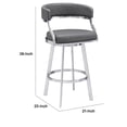 thumbnail image 5 of Ava 26 Inch Swivel Counter Stool Chair, Open Back, Steel, Gray Faux Leather- Saltoro Sherpi, 5 of 5