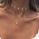 thumbnail image 1 of Collar gargantilla estilo bohemio multicapa con colgante de estrella y luna de cristal., 1 of 5