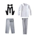thumbnail image 5 of Wehilion Boys Suits 4 Pieces Baby Suits Wedding Party Suit Set Little Gentleman Waistcoat Prom Tuxedo Dress suit Outerwear Party Shirt+Tie+Pants+braces Outfits Clothes Set for Kids Gray, 5 of 5