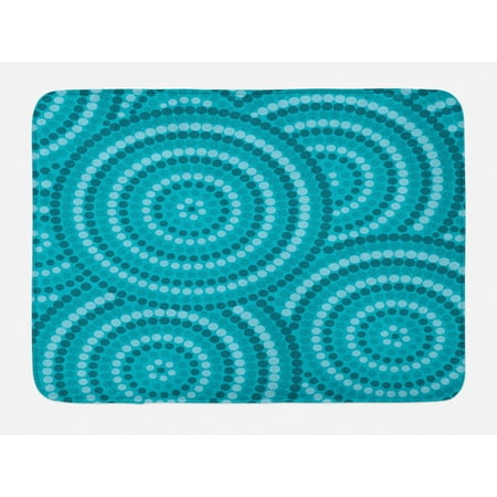 Teal Kitchen Mat Teal Bath Mat, Abstract Aboriginal Tradition Dot Painting Australian Indigenous Folk Artwork Circle Shapes, Non-Slip Plush Mat Bathroom Kitchen Laundry Room Decor, 29.5 X 17.5 Inches, Teal, Ambesonne ()