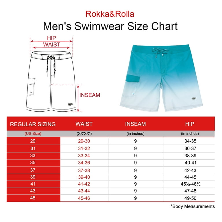 Rokka&Rolla Men's 9 No Mesh Liner Board Shorts Quick Dry Swim Trunks