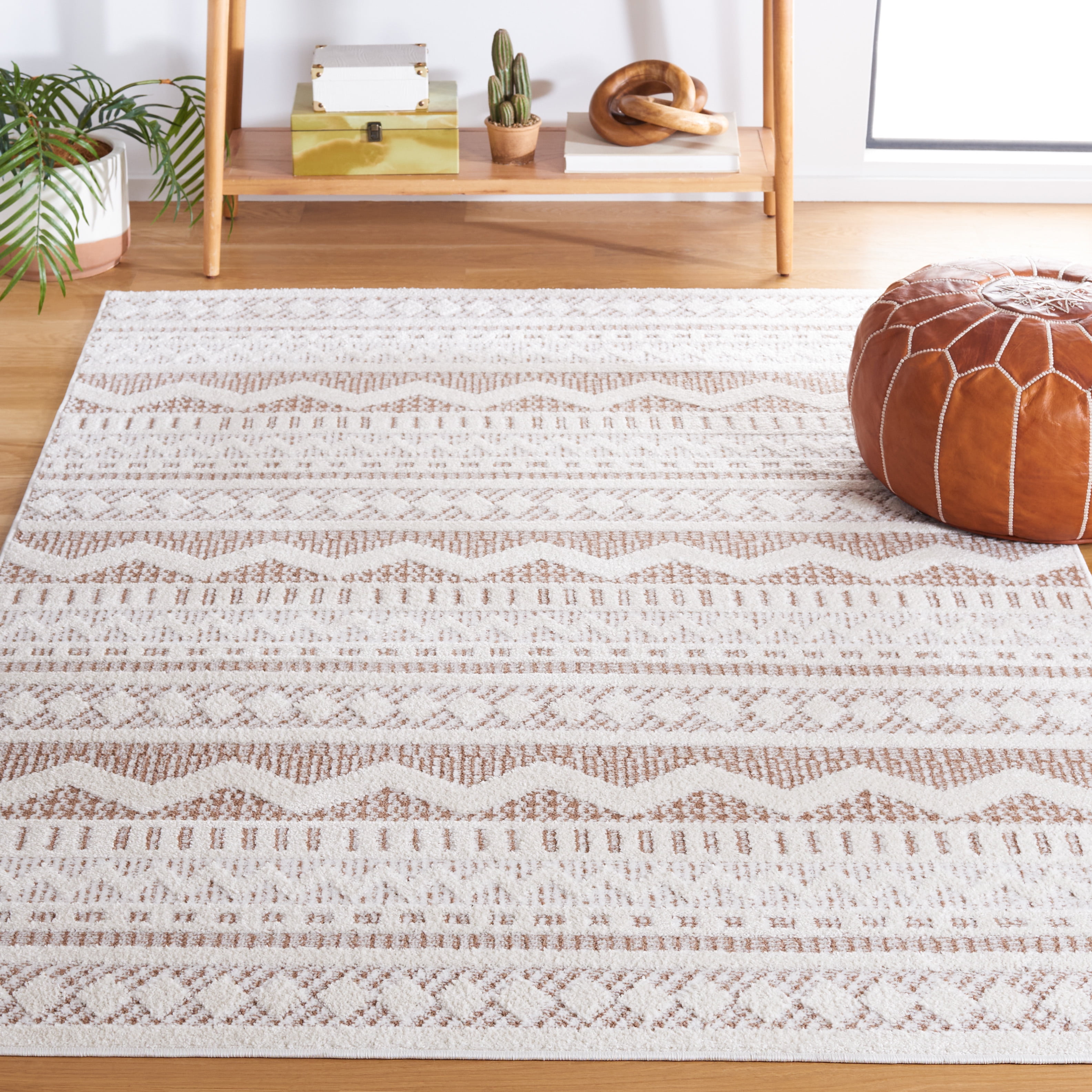 SAFAVIEH Alamo Curtis Geometric Area Rug, Taupe/Ivory, 8' x 10'