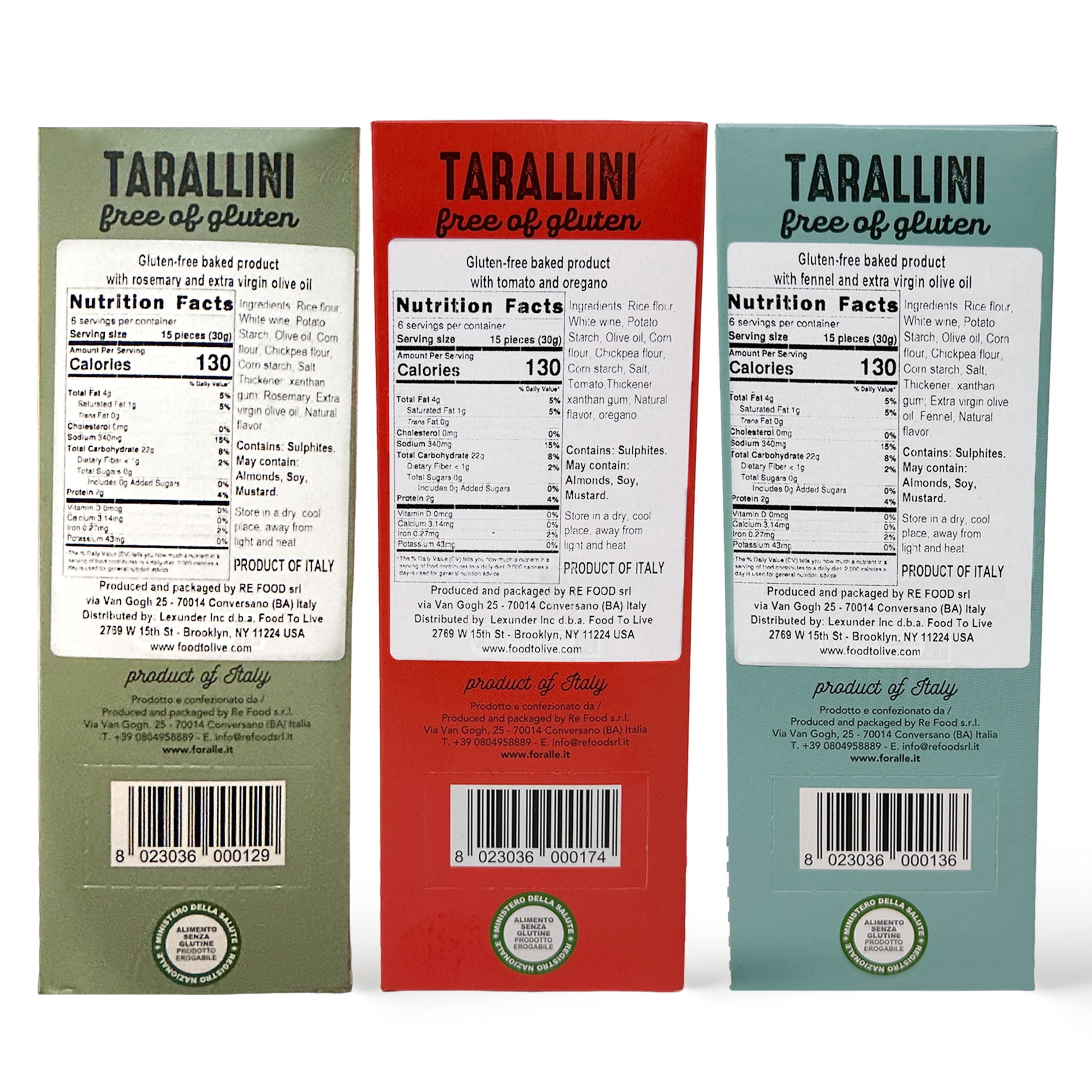 For Alle Gluten-Free Tarallini Bundle, Set of 3 – Traditional Italian Pugliese Snack with Fennel, Rosemary, Tomato and Oregano. Oven-Baked. Vegan. Cholesterol-Free.