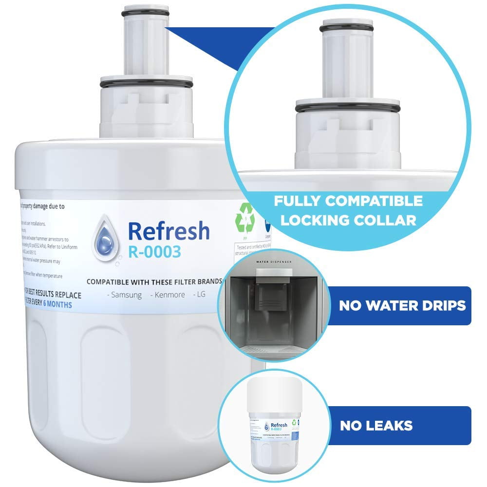 Refresh Replacement for Samsung Aqua-Pure Plus DA29-00003G, DA29-00003A, DA2900002B, DA2900003, DA2900003F, DA290002, HAFCU1, HAFIN2 and Waterdrop WD-DA-29-00003G Refrigerator Water Filter (1 Pack)