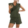 thumbnail image 1 of Conjunto de dos piezas de pantalones cortos con hombros descubiertos y camiseta sin mangas sexy de verano para mujer Pompotops  ulkah937060, 1 of 9