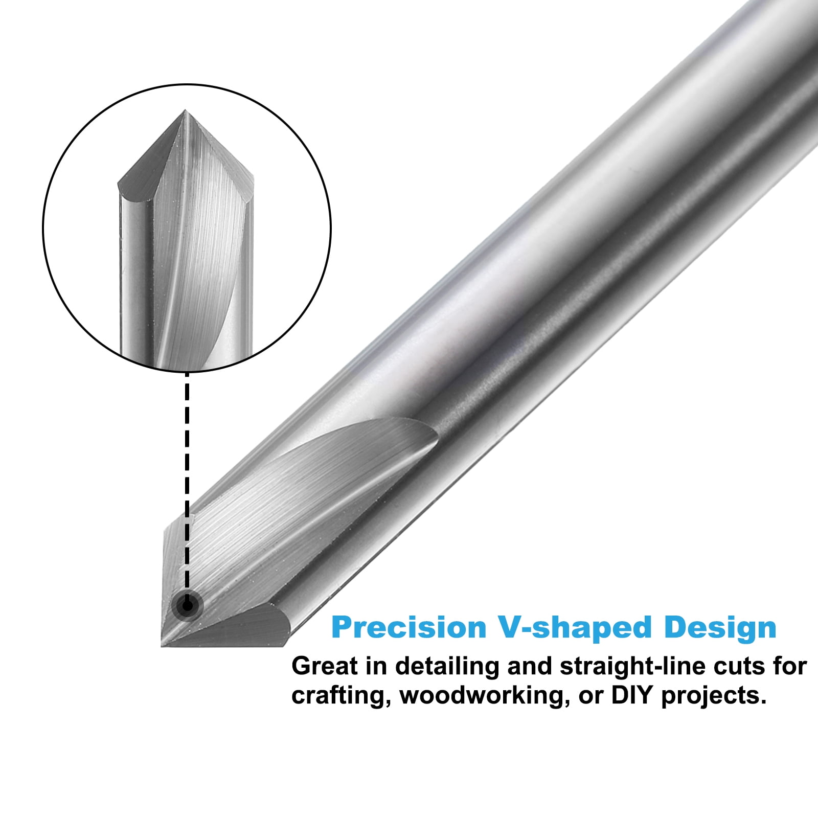 V Groove Router Bit 90 Degree 1/4" Shank Carbide CNC Engraving Bits 2packs