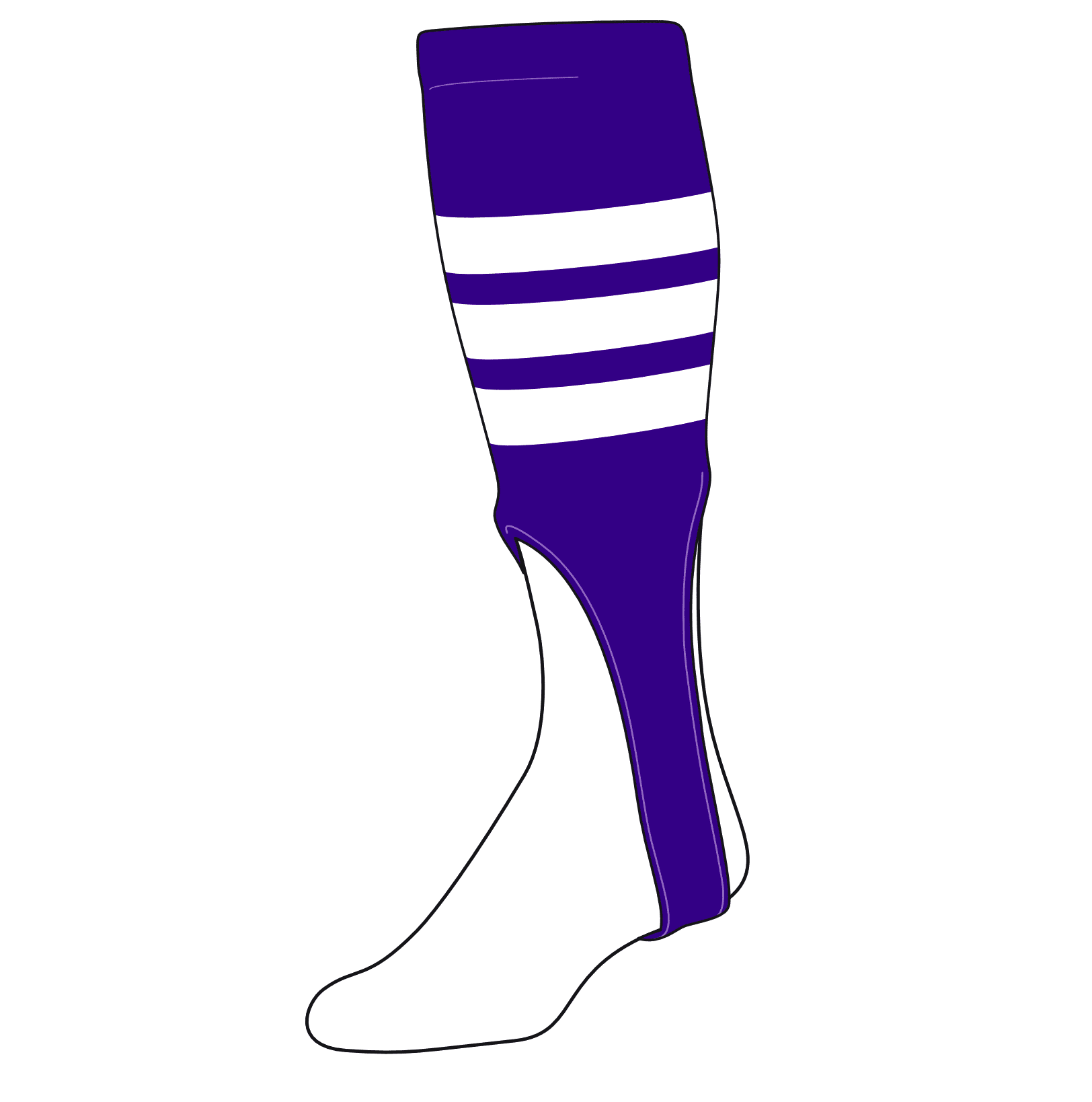 TCK Baseball Stirrups Large PRO (700D, 9in) Purple, White, White