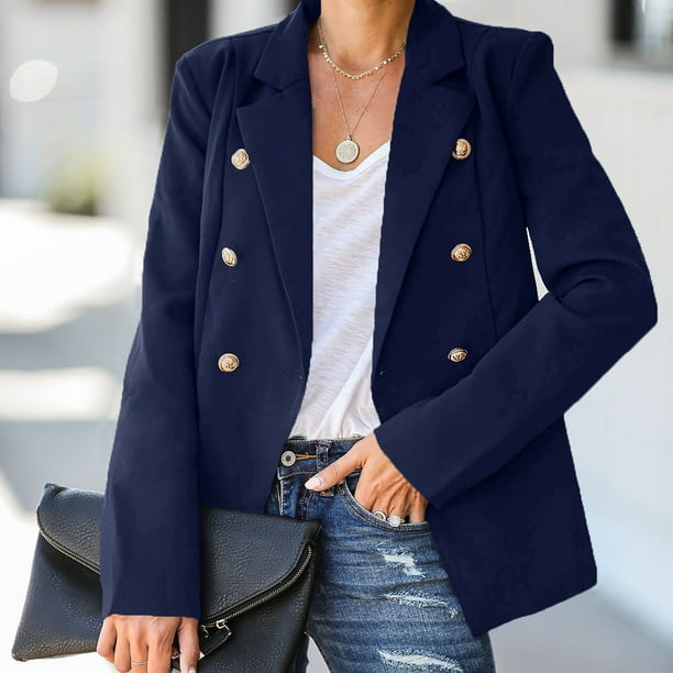 Pntutb Mujer Señoras Cuello Sólido Delgado Manga Larga Oficina Chaqueta Abrigo Prendas de Vestir Exteriores Tops Liquidación Pntutb Pntutb-3456