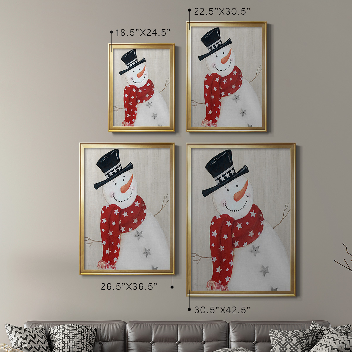Festive Snowman I Premium Classic Framed Print - Ready to Hang