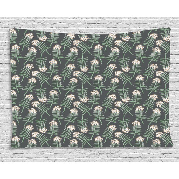 Apothecary Tapestry, Rosemary Branches Leaves Botanical Beauty Essence Mother Nature Gardening, Wall Hanging for Bedroom Living Room Dorm Decor, 60W X 40L Inches, Grey Fern Green, by Ambesonne