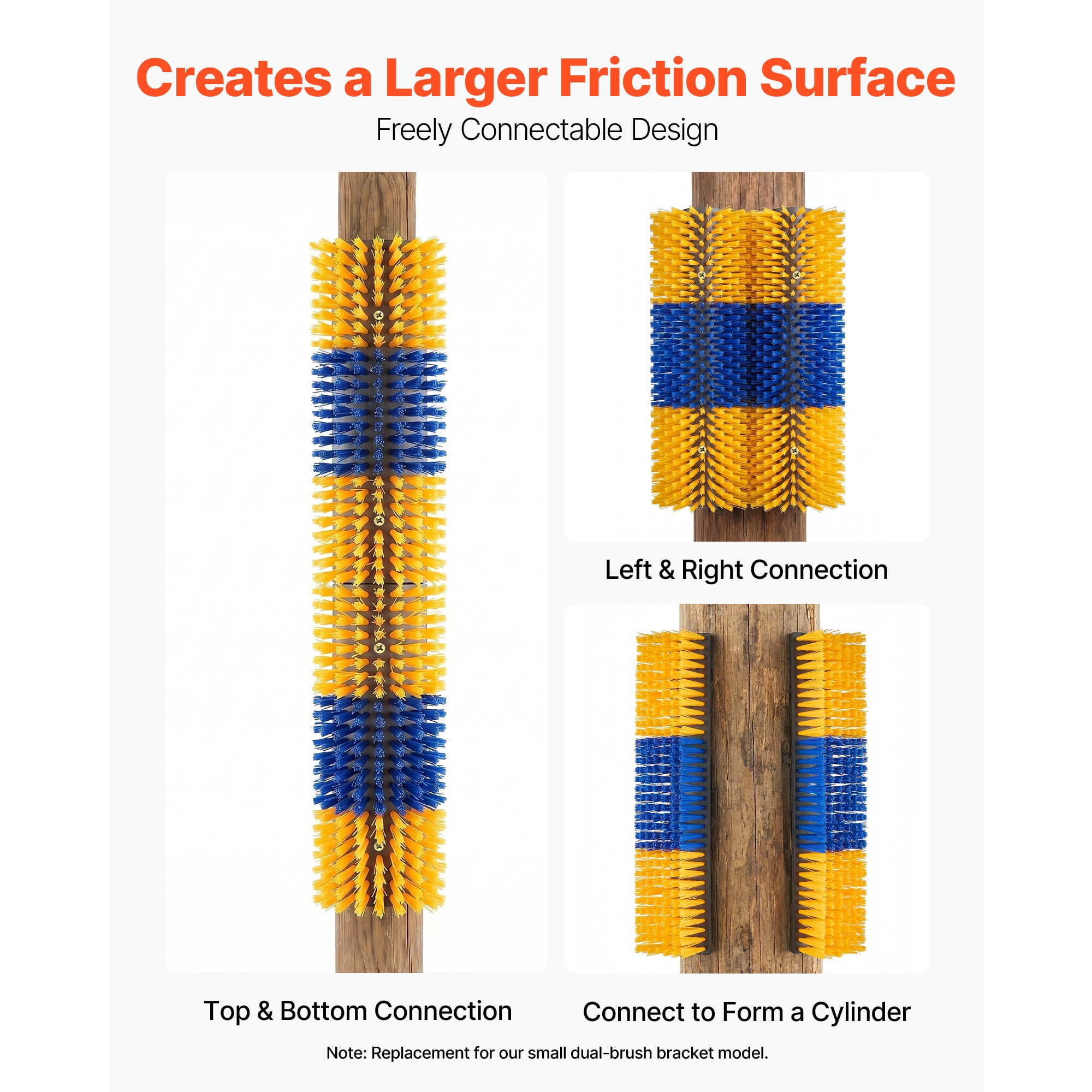 KFFKFF Livestock Scratching Brush, 4PCS Animal Scratcher Brush with 16 Screws, 16.9"x3.9" Grooming and Itch Relief Tool for Cattle, Horses, Goats, Sheep, and Pigs, Yellow & Blue