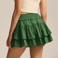 thumbnail image 4 of GJSYRH Shorts for Women Ruffled Tiered Pleated Mini Skirts Boho High Waist Flowy Comfy Tennis Golf Skorts Green S, 4 of 6