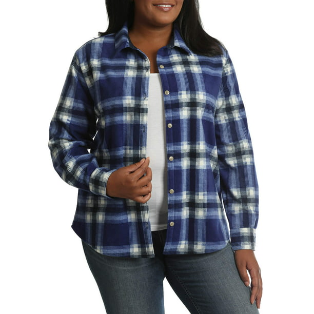 Lee Riders Women's Plus Long Sleeve Knit Fleece Shirt - Walmart.com