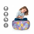 thumbnail image 2 of Aliens Storage Toy Bag Chair, Happy Monsters with Many Eyes in a Bohemian Style, Stuffed Animal Organizer Washable Bag, Small Size, Ceil Blue and Multicolor, by Ambesonne, 2 of 3