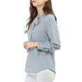 thumbnail image 4 of Unique Bargains Women's Tie Neck Long Sleeve Button Decor Work Office Blouse Top, 4 of 7