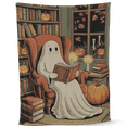 thumbnail image 3 of Lotusprinthandmade Retro Ghost Reading Books Halloween Fleece Blanket 2 Sizes (Made in US) (60"x50") – Ghost Pattern Blanket, 3 of 6
